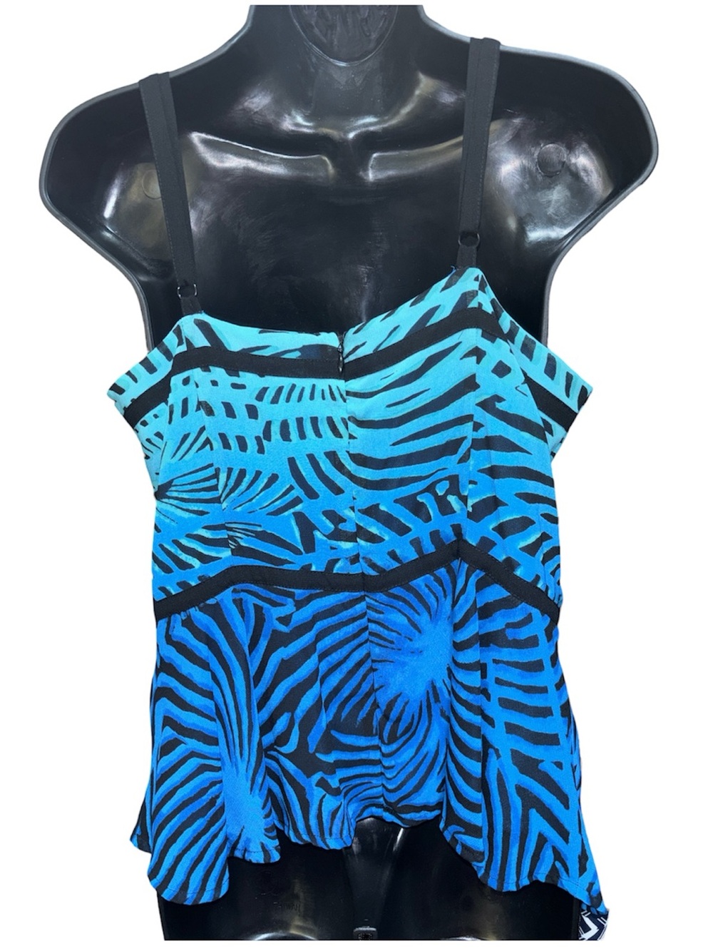 NICOLE BY NICOLE MILLER Artsy Spaghetti Strap Cropped Tank Top with Peplum Waist - Picture 4 of 6